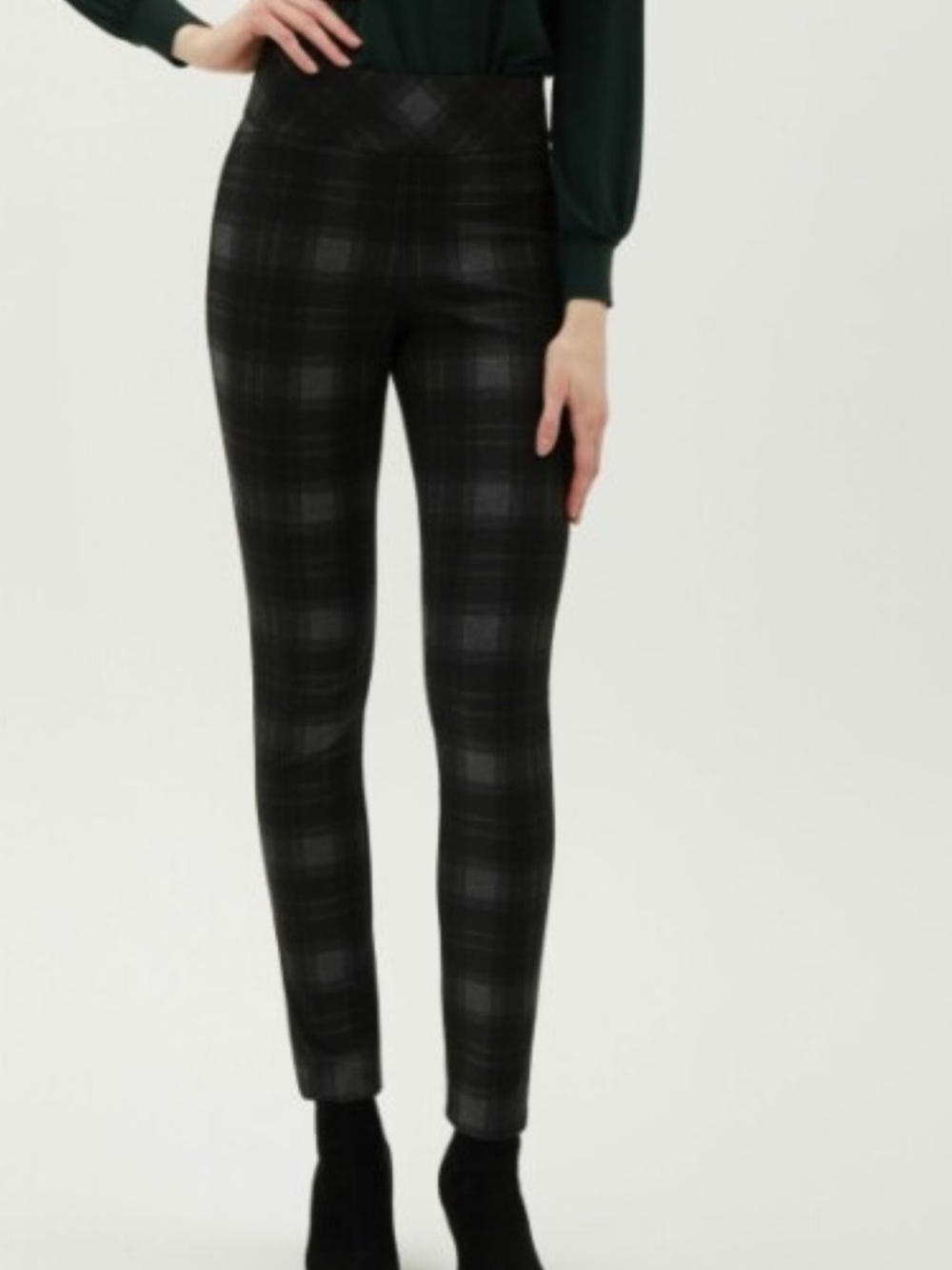 Sz 10🇨🇦⭐️NWT UP! Preston Grey Plaid Ponte Slim Leg Dress Pant With Tummy Control
